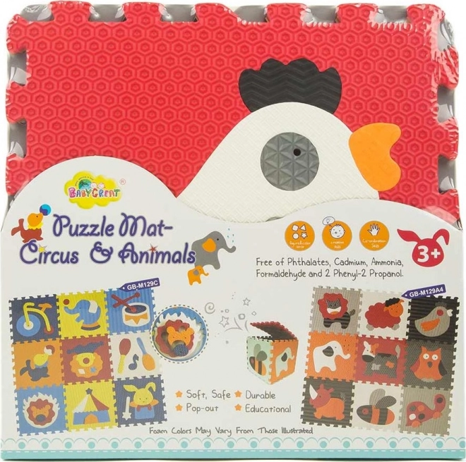 BABY GREAT pjenaste puzzle Životinje siva-crvena SX (30x30)