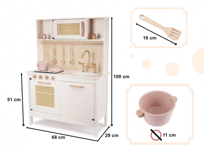 Dječja drvena retro kuhinjica s dodatnom opremom Boho
