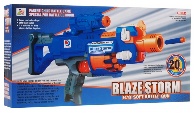 Brzometna puška za djecu 8+ Blaze Storm 20 dugih pjenastih metaka + meta + boca