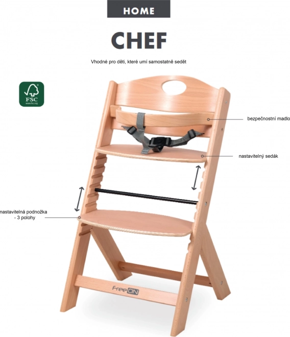 FreeOn Drvena dječja stolica Chef Natur