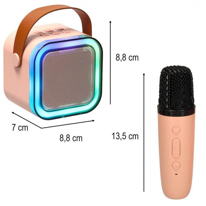 Karaoke set 2 mikrofona + prijenosni zvučnik BLUETOOTH USB LED ružičasta
