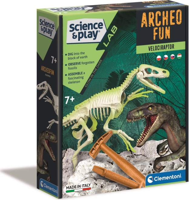 Clementoni Science & Play ArcheoFun: svjetleći kostur velociraptora