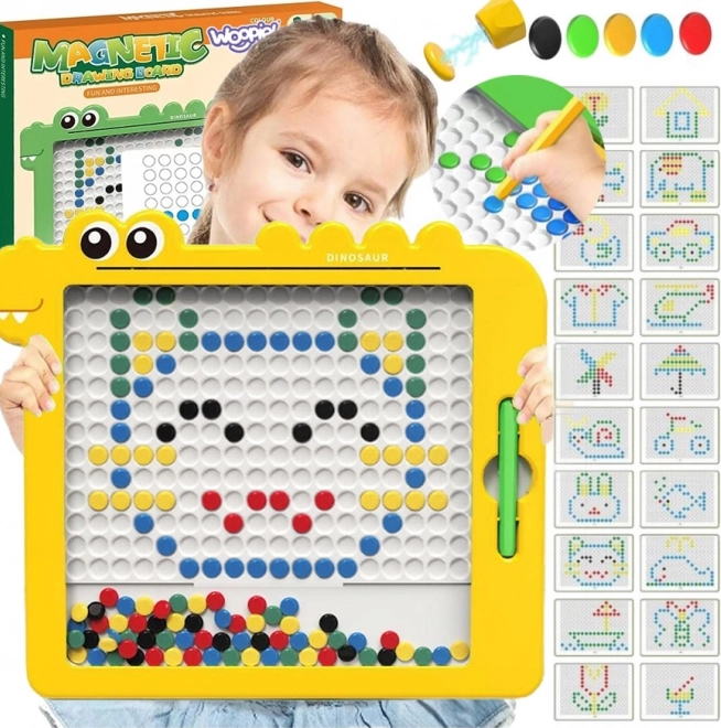 Magnetna ploča WOOPIE MAGPAD dinosaur, montessori, 110 magnetskih gumba