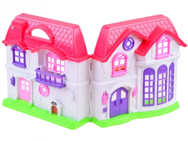 Folding family house with furniture and dolls