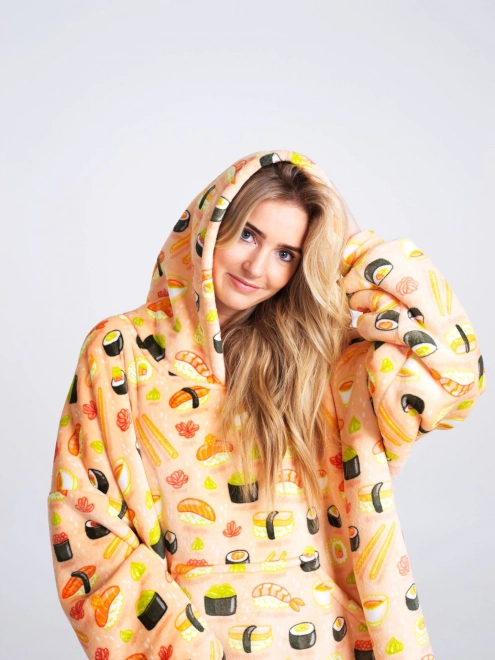 Cozy Noxxiez CH351 Sushi - topli TV pokrivač s kapuljačom za tinejdžere i odrasle