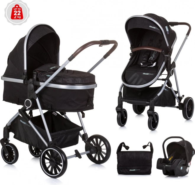 CHIPOLINO Kolica kombinirana Aura 2u1 Obsidian,Srebro