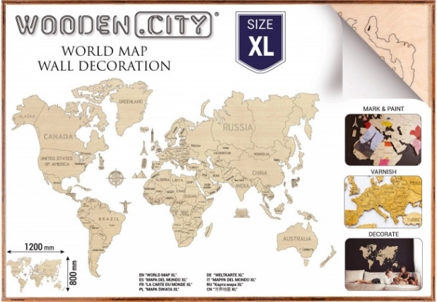 Drvena karta svijeta XL 120 × 80 cm WOODEN CITY