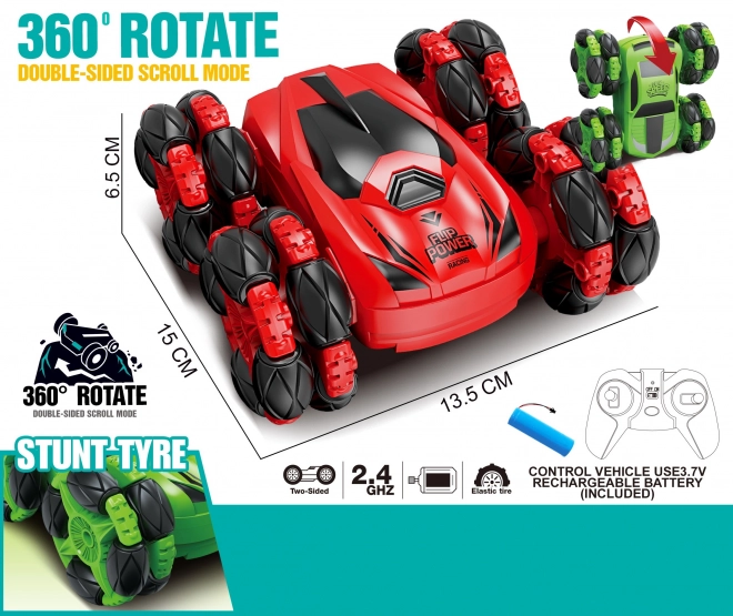 Woopie Zabavno RC vozilo s akrobacijama 360° s daljinskim upravljanjem 2,4 GHz