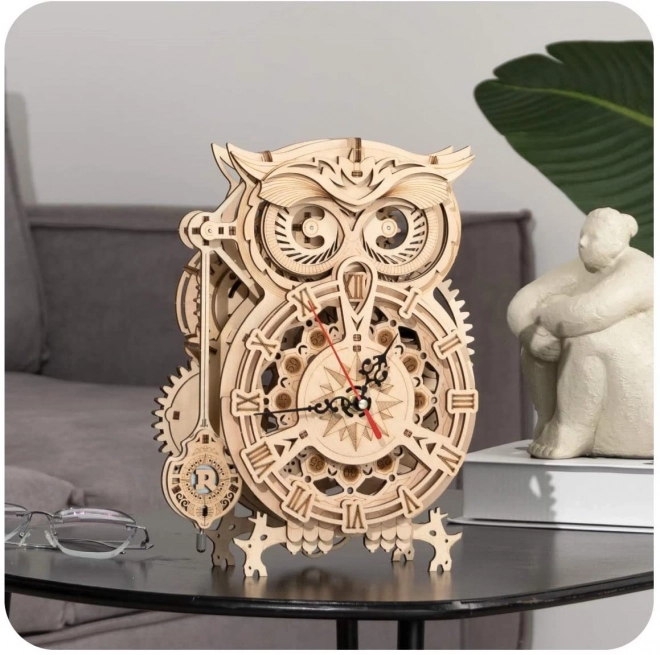 3D drvene mehaničke puzzle Sove Satovi