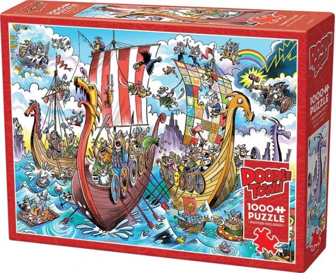 Puzzle DoodleTown: Vikinška Ekspedicija 1000 Komada