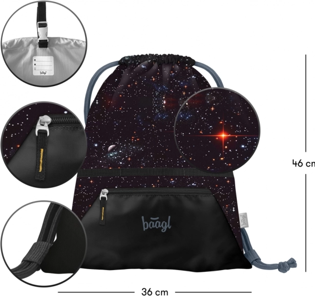 Školski set BAAGL: Zippy Plus Pixel Space - torba, pernica, vrećica