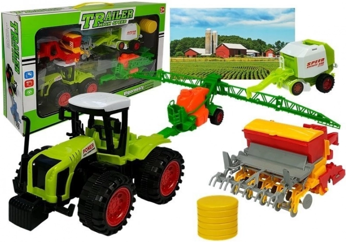 Zabavni farmerski set s traktorom, prskalicom i balirkom