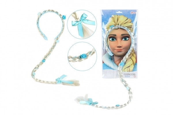 Set ljepote traka za kosu s pletenicom 90cm ledena princeza na kartici 35x18cm u vrećici za karneval