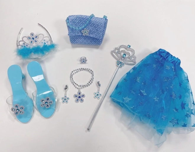 Plavi princezin set – suknjica, cipelice i torbica