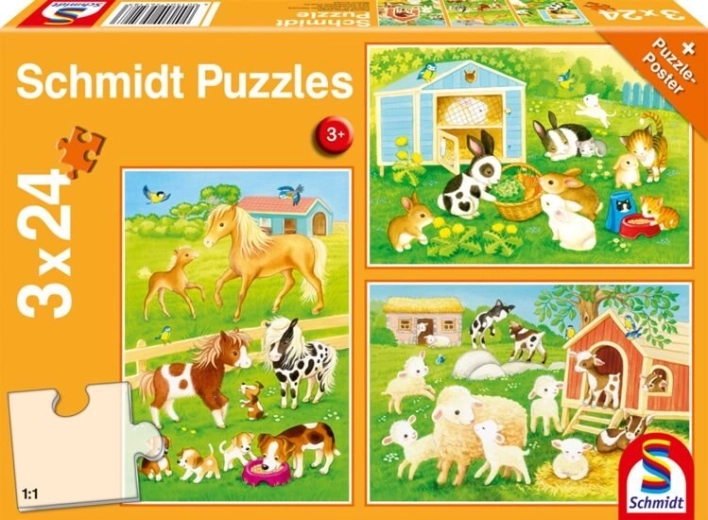 SCHMIDT puzzle prijatelji sa seoskog imanja, 3×24 dijelova