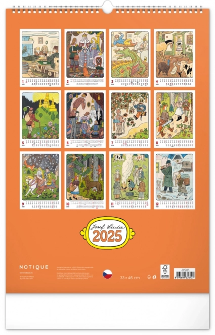 Zidni kalendar Josef Lada 2025, 33 × 46 cm