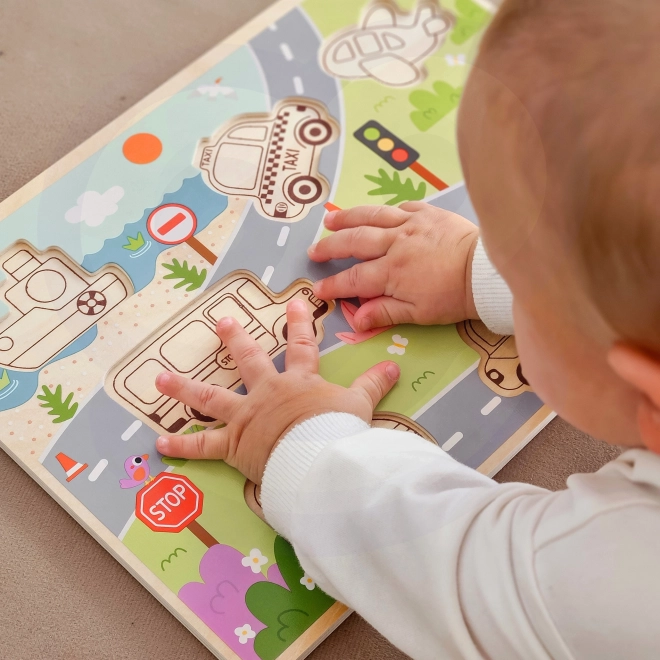 Drvene puzzle Montessori grad