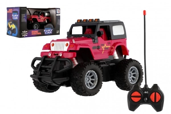 Auto RC terenac 14cm plast 27MHz na baterije sa svjetlom u kutiji 20x11x10cm – Růžové