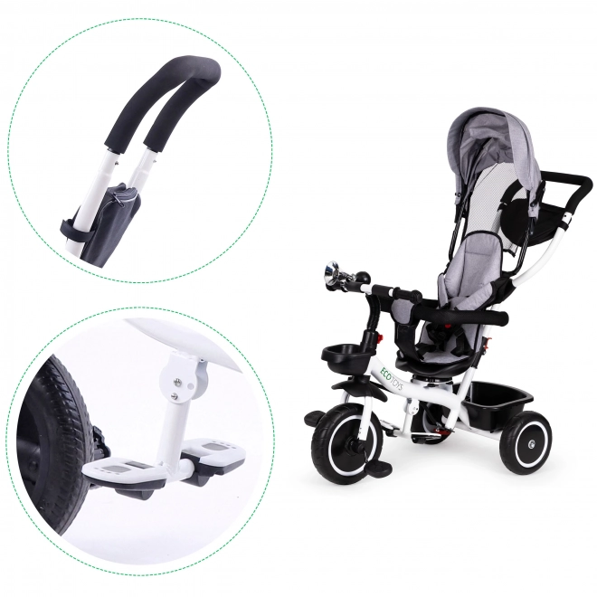 ECOTOYS Trokolica sa sjenilom i vodilicom - siva