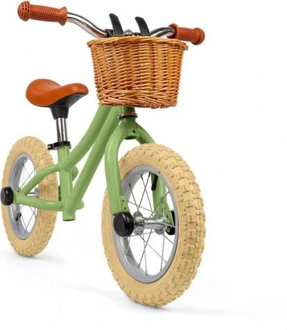 Balans bicikl BIGJIGS TOYS zelen s pletenom košarom
