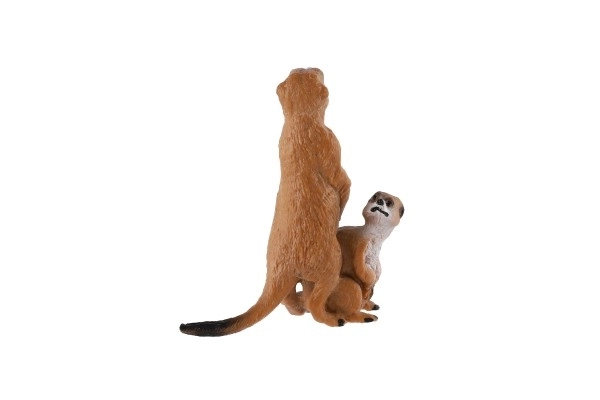 Dekorativna figura Merkat s mladuncem - plastična, svijetlo smeđa, 8cm