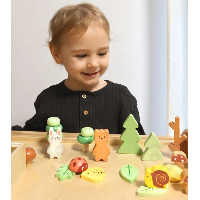 Šumski set s drvenim kockama Tooky Toy