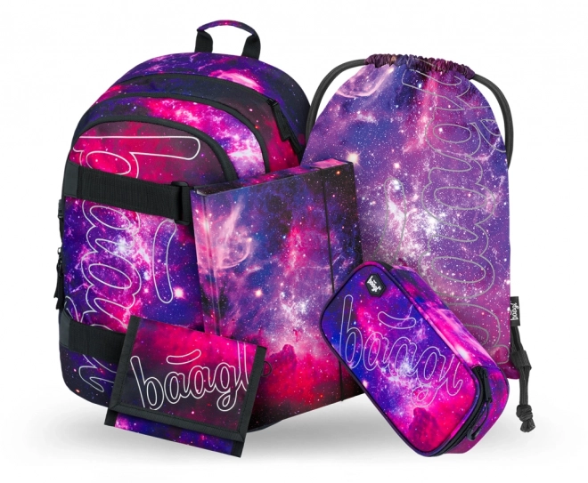 BAAGL 5 SET Skate Galaxy: ruksak, pernica, vrećica, mape, novčanik