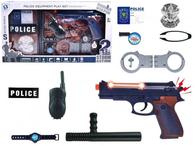 Veliki policijski set sa zvučnim lisicama Značka