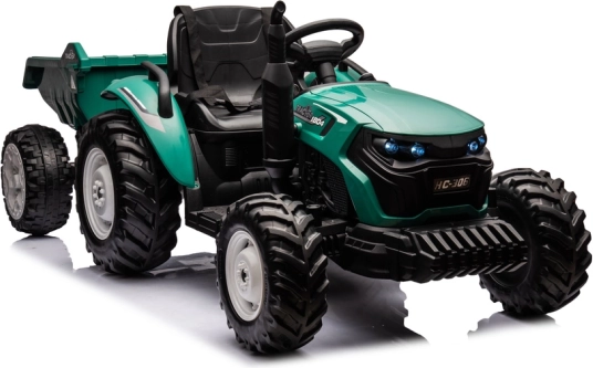 Akumulatorski traktor s prikolicom tamnozelene boje 24V