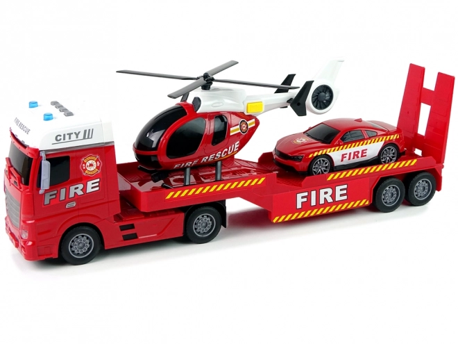 Vatrogasni set Kamion Kamion Helikopter Zvuk Svjetla Crvena