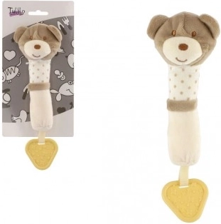 Zvečkalo/grickalica medvjedić pliš 24 cm bež na kartici u vrećici 0+