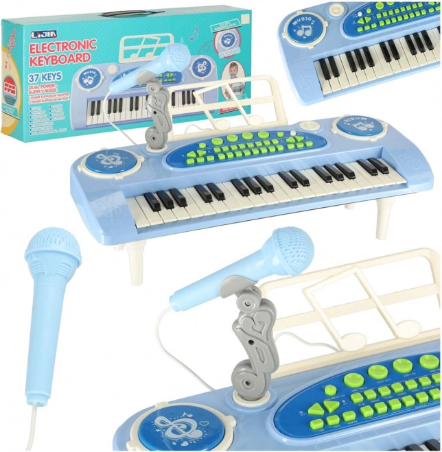 Interaktivni dječji klavijaturistički instrument s mikrofonom – plavi