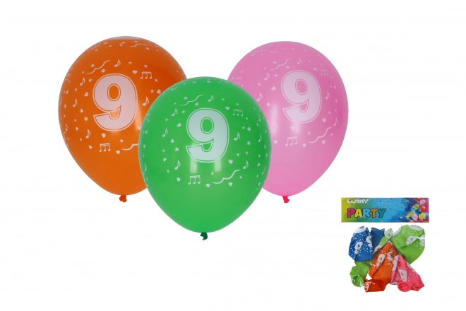 Nafukavajući balon s brojem 9 30 cm - 5 komada