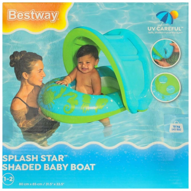 Zeleni napuhujući plutajući prsten s kapom BESTWAY za bebe