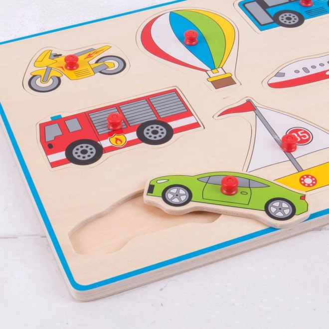 Drvene puzzle prijevozna sredstava Bigjigs Toys