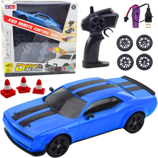 RC drift auto 4WD s izmjenjivim kotačima, plavo