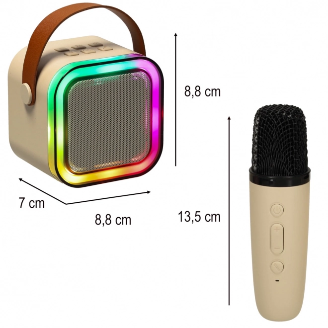 Karaoke set 2 mikrofona + prijenosni zvučnik BLUETOOTH USB LED bež boja