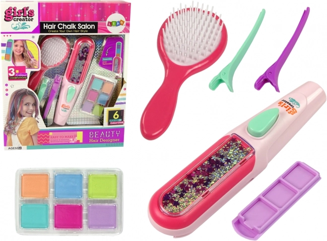 Set za bojanje kose s kredama i mini peglom