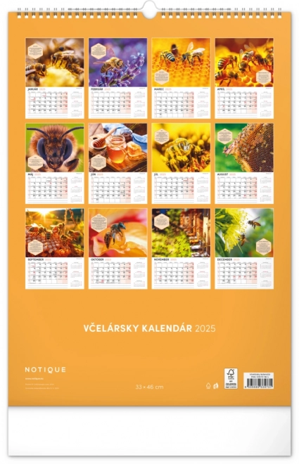 NOTIQUE Zidni Pčelarski kalendar 2025, 33 x 46 cm