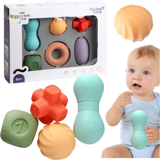 senzoričke mekane loptice i kockice za bebe, 6 kom