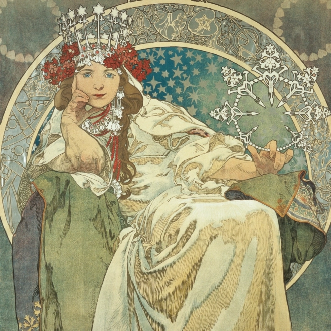 Note kalendar Alfons Mucha 2025, 30 × 30 cm