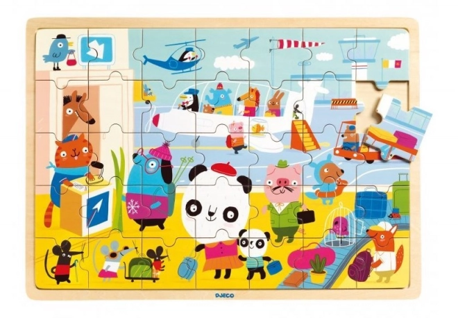 DJECO Drvene puzzle Zračna luka 35 dijelova
