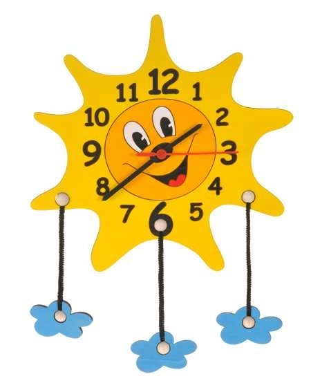 Dječji sat u obliku sunca s oblaci
