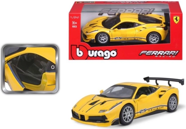Metalni model Bburago 1:24 Ferrari 488 Challenge žuti