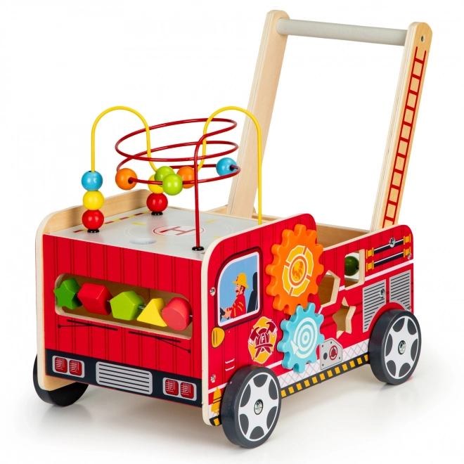 Drveno obrazovno hodalica s kockama - Vatrogasno vozilo ECOTOYS
