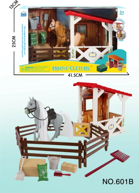 Štala s konjićem i ogradom – dječji farmerski set