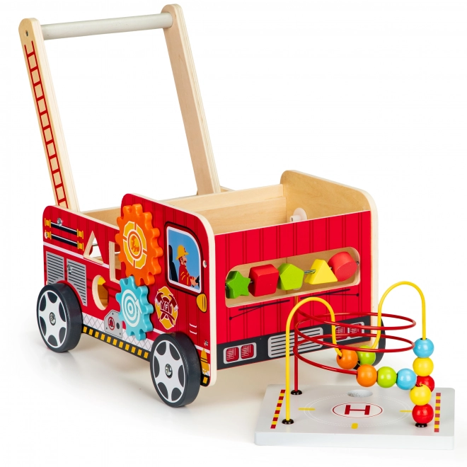 Drveno obrazovno hodalica s kockama - Vatrogasno vozilo ECOTOYS