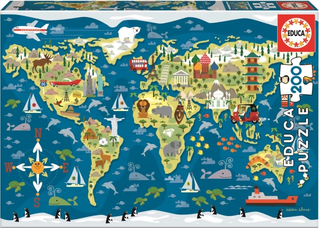 Karta svijeta EDUCA puzzle od 200 dijelova