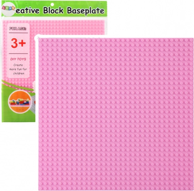 Ružičasta konstrukcijska ploča za građevne setove 25,5x25,5 cm