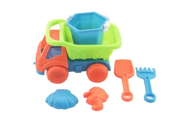 Auto za pijesak s dodacima plast 16cm 2 boje u mrežici
